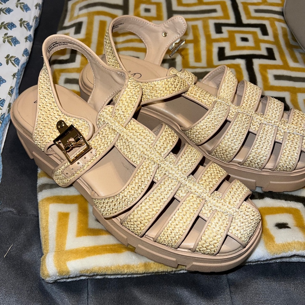 Raffia Platform Fisherman Sandals